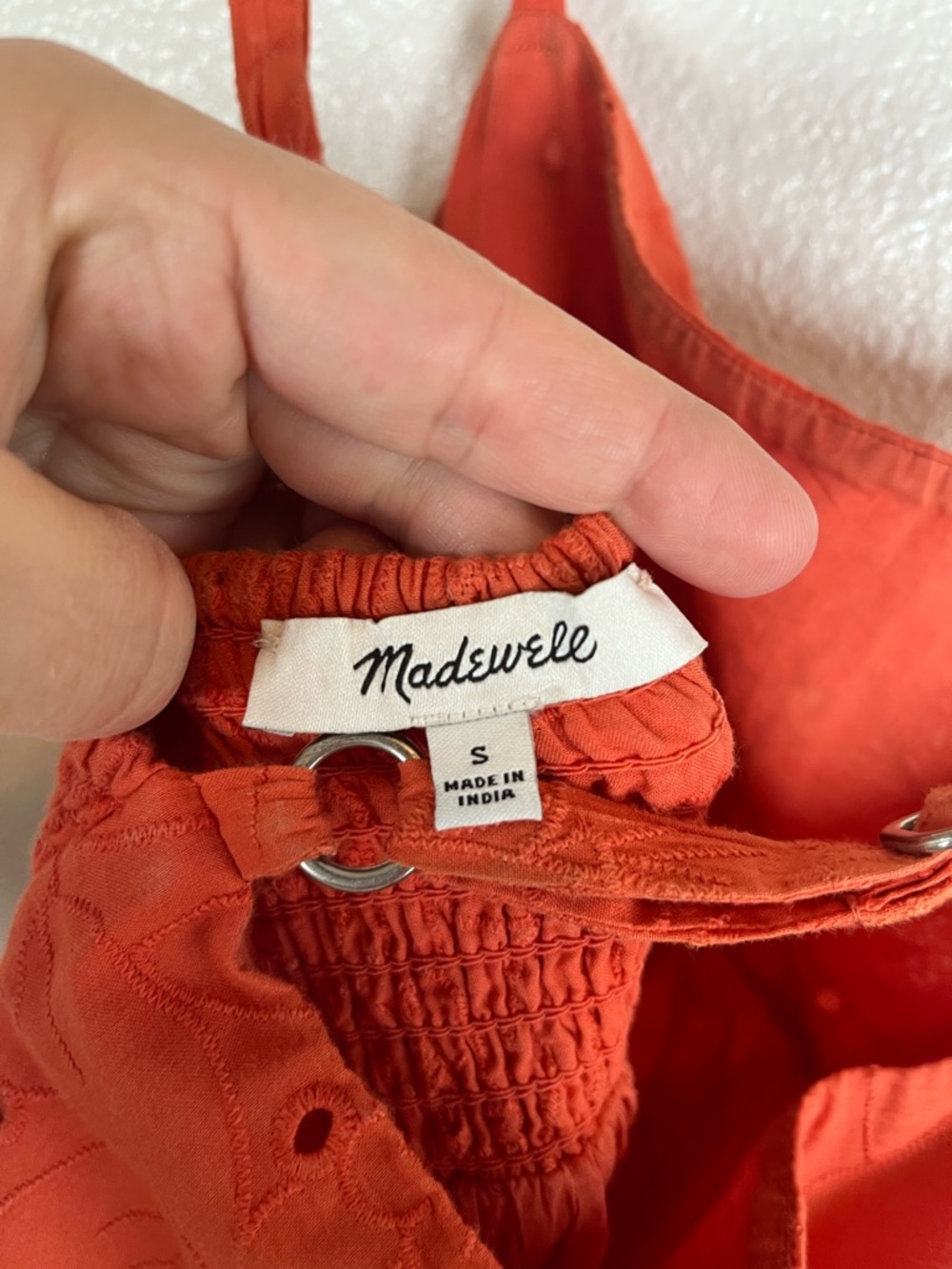 Madewell Eyelet Summertime Cami Midi Dress Rusted Clay Orange SM - Picture 8 of 12